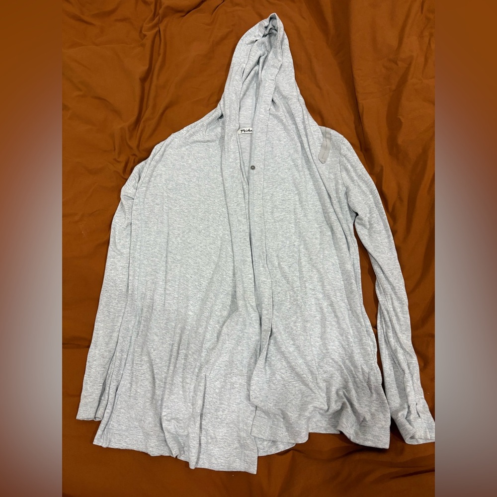 Gray Hooded Cardigan